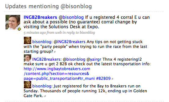 Excellent customer service via Twitter (from running race Bay to Breakers representative)