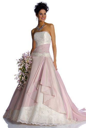 White Pink Bridal Dress