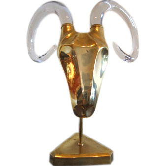 vermillion brass rams head sculpture