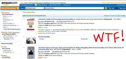 This is what currently happens when you search for "homosexuality" on Amazon.