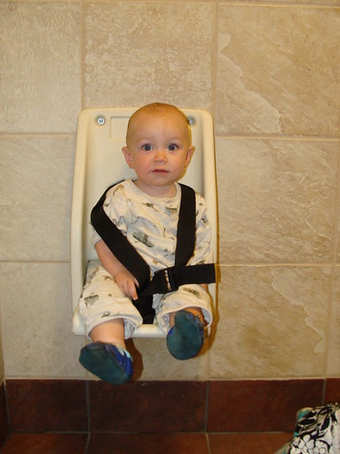 Silas gets his own seat in the bathroom