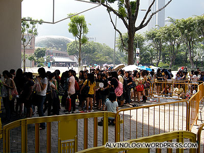 Fans braving the morning rain, queued early to get good seats