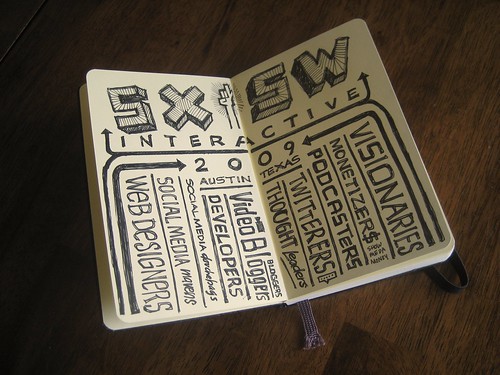 SXSWi moleskin notebook sketch