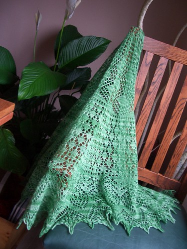 Vernal Equinox shawl finished-2-half circle shawl, ~ 70x32 inches