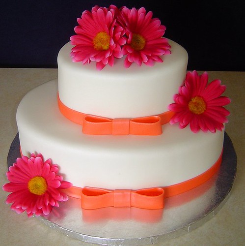 Fuschia and Orange Bridal Shower Cake