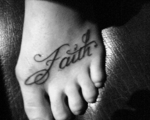 Faith foot tattoo
