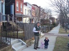 Father and child on the 900 block of 5th Street NE, Washington, DC