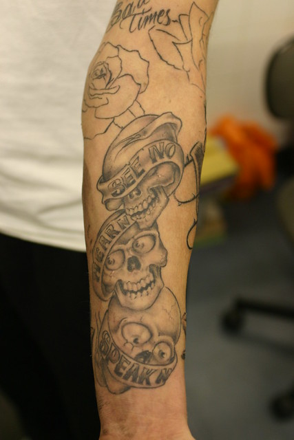 see no evil boog piece tattoo. tattooed byTattooed by Johnny at;