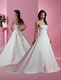 A-Line White Strapless Wedding Dress