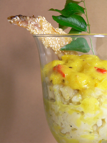 Limettenrisotto mit Mangocurry & Sesam-Fisch