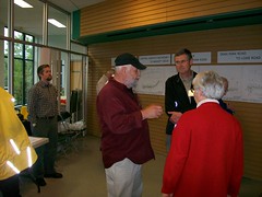 Mayor and councillor talk at open house