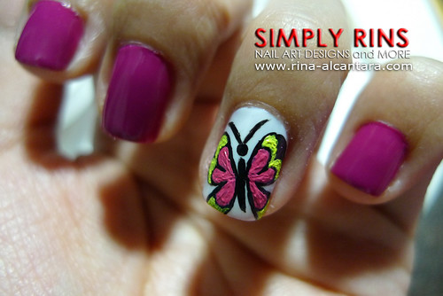 Nail Art Butterfly and Flowers 04