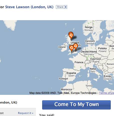 Come To My Town app on facebook for Steve Lawson