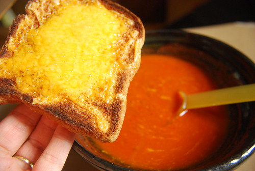 Soup and cheese toast