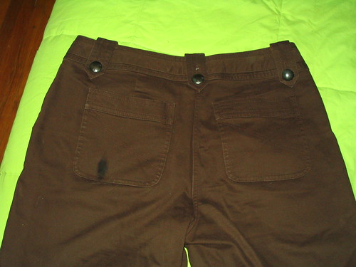 Back end of the brown pants