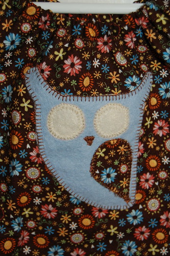 Detail of Owl Applique on Peasant Blouse