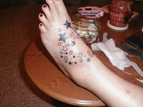 3 Star Tattoos On Foot. Sprinkle Star Foot Tattoos