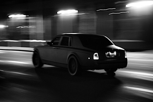 Phantom Matte Black Rolls Royce Phantom in the Night In Beverly Hills