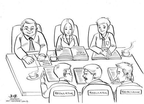 Cartoon illustration for Daxone Dumex Singapore - meeting with Regulators