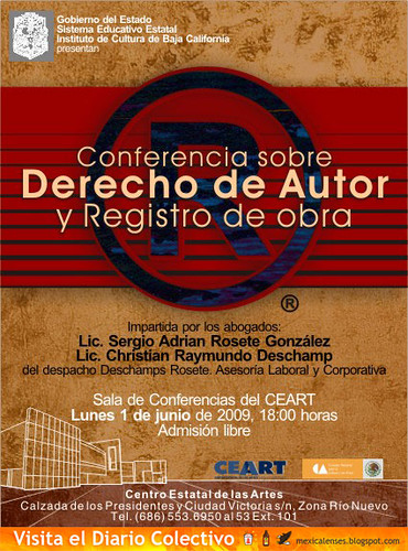 Conferencia sobre Derecho de Autor y Registro de Obra en CEART 1 de Junio GRATIS