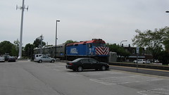 Southbound Metra commuter local departing. Wilmette Illinois. Early June 2009.