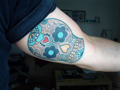 My sugar skull tattoo From a drawing I made Please comment 