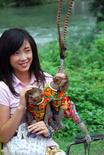 monkey photo op, yangshuo