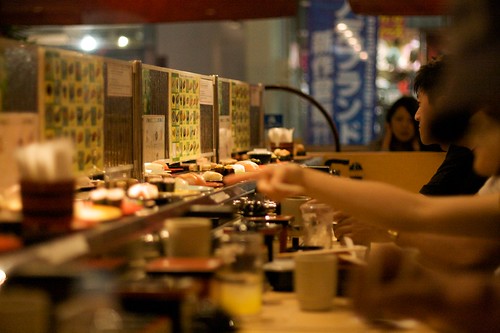 Kaiten sushi in Osaka
