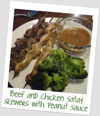 Beef and Chicken Satay Skewers with Peanut Sauce