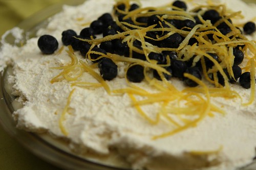 Blueberry "Napolean" Pie with Whipped Cream and Lemon Zest