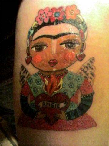 Frida Tattoo from painting by LuLu MyPinkTurtleStudio Tags art painting 