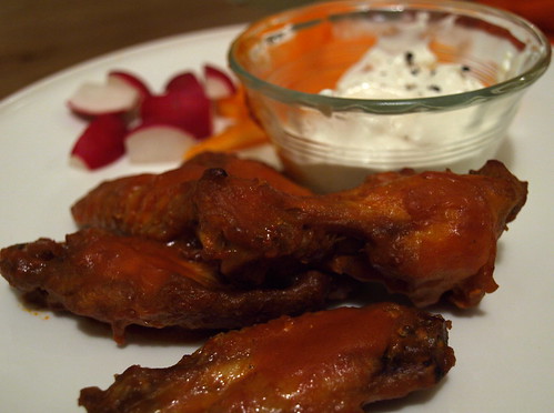 Buffalo Wings with blue cheese sauce