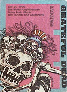 Grateful Dead backstage pass - 7/21/90 World Music Theatre, Tinley Park, Illinois [borrowed from www.psilo.com]