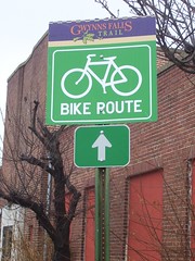 Gwynn Falls Trail Bike Route sign, Baltimore (South Bayard Street)