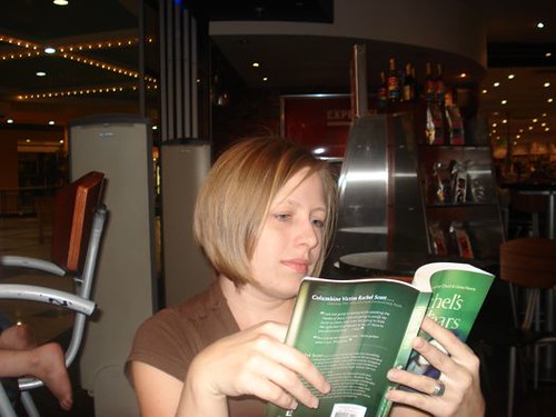 reading a book with my new do