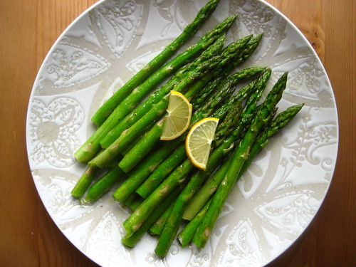 asparagus drizzled with lemon. 