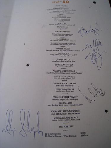 Autographed menus