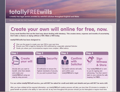TotallyFreeWills.co.uk screenshot