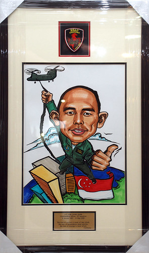 Caricature for Singapore Air Force frame with engraving