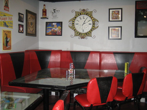 The corner table where we sat when we first started going to Sparky's.