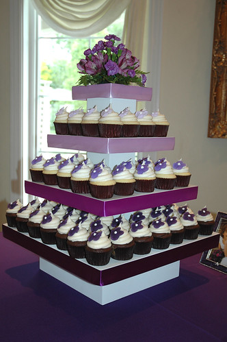I love this wedding cupcake tower by Cupcake Chic purple wedding chic