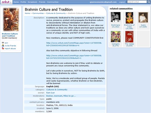 Orkut Caste based Brahmin Community