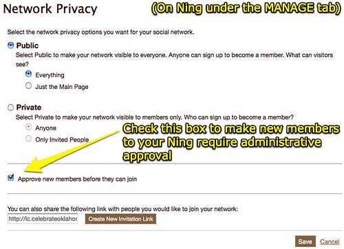 Network Privacy - Make new Ning members require admin approval