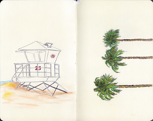 lifeguard stand - palm trees