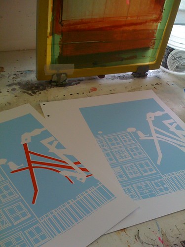 Going To See My Baby Blue print, 2 of 5 colors printed.