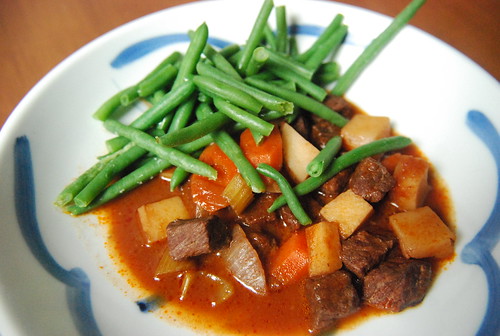 Beef stew and green beans