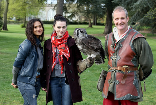 Merlin stars Angel Coulby Gwen and Katie McGrath Morgana with Ernie the