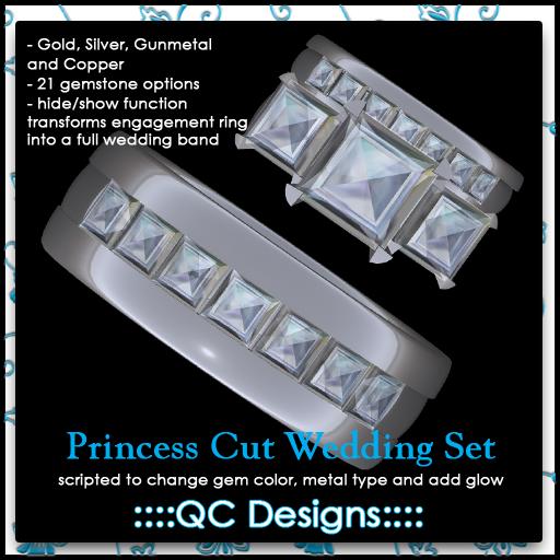 ::::QC Designs:::: Princess Cut Diamond Wedding Set