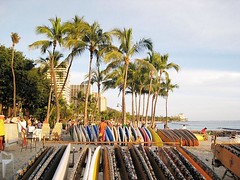 Surf boards at Waikiki beach