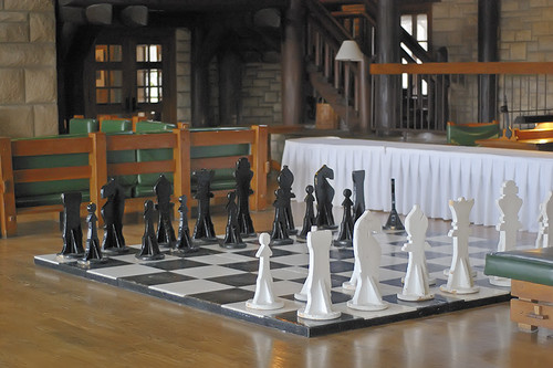 Pere Marquette State Park, in Grafton, Illinois, USA - giant chessboard in lodge